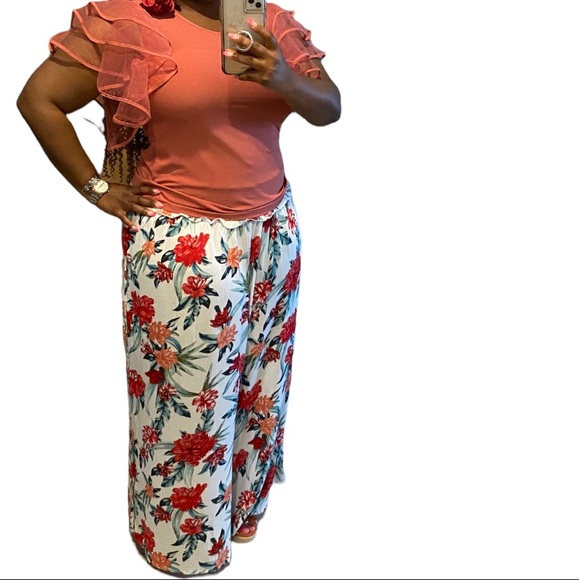 Brand New! A Love Story Salmon Fluttered Tiered Tulle Short Sleeve Shirt Size XL - Picture 7 of 10